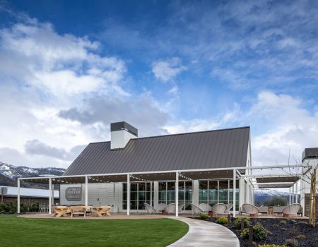 The new Miller House surrounded by blue skies